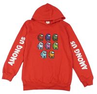 Červená lehká mikina s Among Us a kapucí