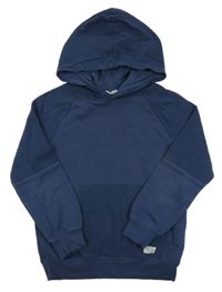 Tmavomodrá mikina s žebrováním a kapucí H&M