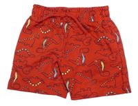 Červené teplákové kraťasy s dinosaury Dunnes