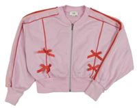 Růžová propínací oversize mikina s mašlemi River Island
