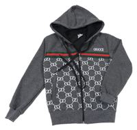 Šedá vzorovaná propínací mikina s kapucí Gucci