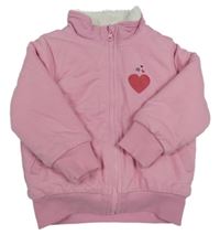 Růžová zateplená propínací mikina se srdcem Lupilu