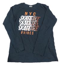 Tmavomodré triko s nápisy Y.F.K.