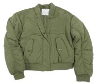Khaki crop šusťáková zateplená bunda Primark