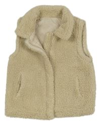 Světlebéžová huňatá zateplená vesta Dunnes 