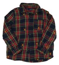 Tmavomodro-červeno-zelená kostkovaná košile se soby Next