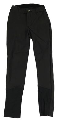 Černé koženkové thermo jezdecké kalhoty Fouganza