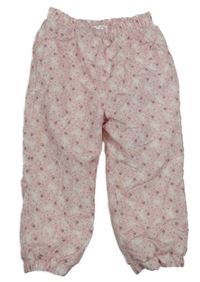 Světlerůžové vzorované šusťákové zateplené kalhoty Ergee
