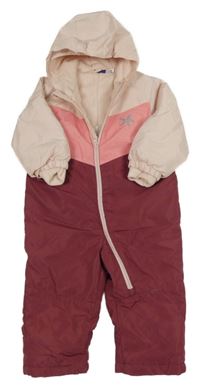 Růžovo-vínová šusťáková zimní kombinéza s kapucí Lupilu