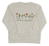 Bílé triko s květinami 