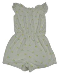 Bílý froté kraťasový overal s citrony a volánky PRIMARK