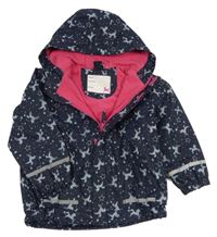 Tmavomodrá nepromokavá jarní bunda s jednorožci a kapucí Kiki&Koko