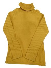 Okrový žebrovaný lehký svetrový rolák George