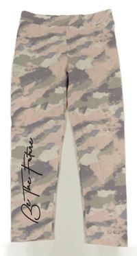 Růžovo-šedé vzorované legíny s nápisem River Island