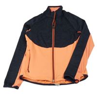 Tmavomodro-oranžová sportovní propínací mikina 