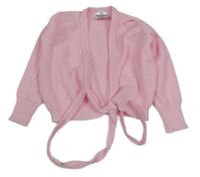 Světlerůžové svetrové bolerko na zavazování 