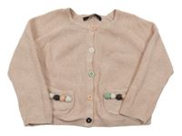 Světlerůžový propínací lehký svetr s kapsami s bambulkami George