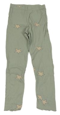 Zelené žebrované pyžamové kalhoty s hvězdami H&M