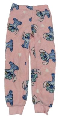 Růžové plyšové pyžamové kalhoty se Stitchem Primark