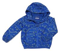 Modrá šusťáková podzimní bunda s dinosaury a kapucí Primark