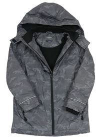 Šedá vzorovaná šusťáková přechodová bunda s kapucí Primark