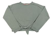 Khaki crop mikina s uzlem H&M