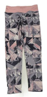Černo-šedo-růžové vzorované sportovní legíny Primark
