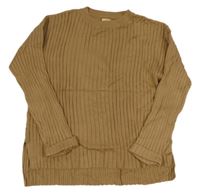 Hnědý žebrovaný úpletový svetr Zara