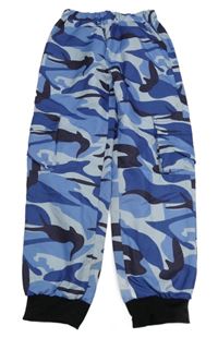 Modré šusťákové army cuff cargo kalhoty zn. Shein
