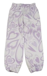 Bílo-lila tepláky se srdíčky Primark