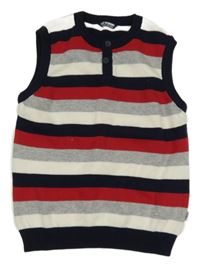 Tavomodro-červeno-šedo-bílá pruhovaná svetrová vesta LC Waikiki