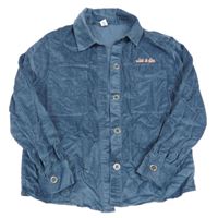 Tmavomodrá manšestrová košilová bunda s nápisem Yigga