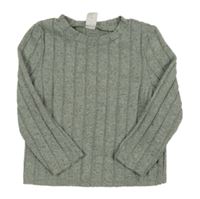 Zelené žebrované úpletové triko Shein