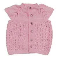 Růžová pletená propínací vesta 
