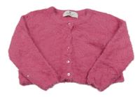 Růžový chlupatý propínací crop svetr H&M