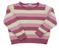 Fialovo-růžovo-bílý pruhovaný žinylkový svetr Kiki&Koko