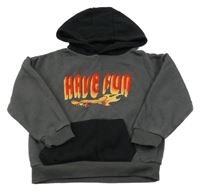 Antracitovo-černá mikina s nápisem a kapucí Primark