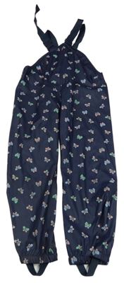 Tmavomodré voděodolné laclové kalhoty s motýlky Topolino