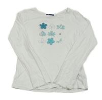 Bílé triko s 3D květy Okaidi