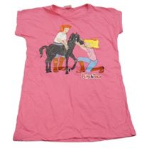 Fuchsiová tunika s dívkami a koněm - Bibi&Tinka 