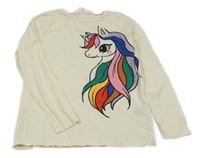 Smetanové triko s jednorožcem H&M