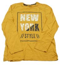 Hořčicové triko s nápisem Yigga