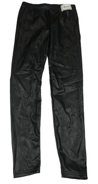 Černé koženkové zateplené legíny Shein