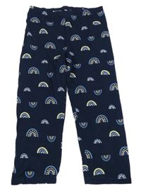 Tmavomodro-žluté crop legíny s duhami Topolino