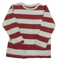 Šedo-vínové pruhované triko Primark