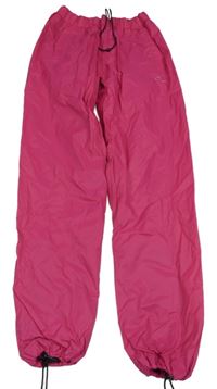 Fuchsiové šusťákové kalhoty s nápisem 