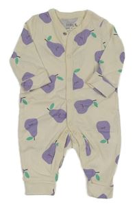 Béžovo-fialový žebrovaný overal s hruškami Tu