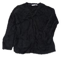 Černý chlupatý svetrový cardigan 