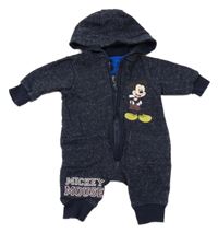 Tmavomodrá melírovaná tepláková kombinéza s Mickeym a kapucí Disney