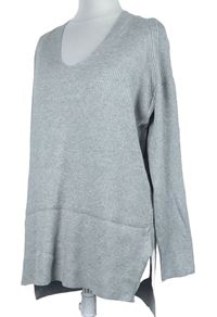 Dámský šedý žebrovaný dlouhý svetr M&S